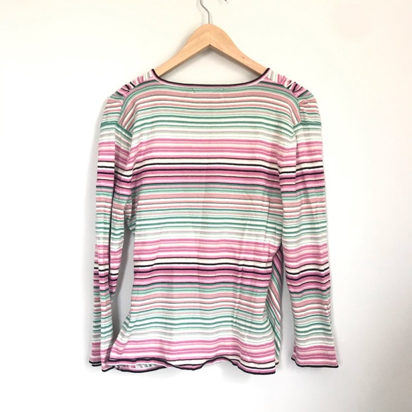 Nine West Striped Wrap Style Top - Picture 4 of 5